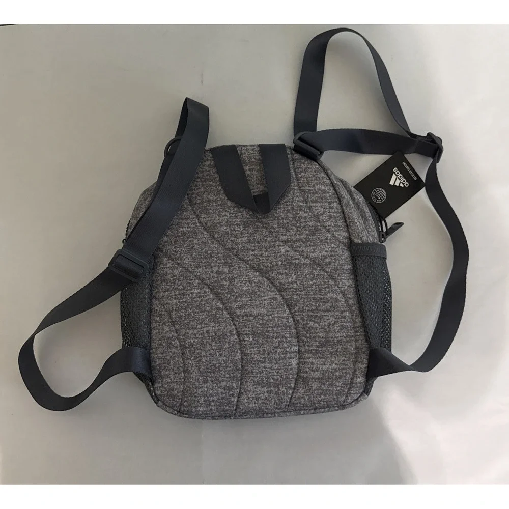 Adidas Linear Mini Backpack Grey Heather Recycled Content Small Travel Bag‎ NEW - Picture 2 of 5